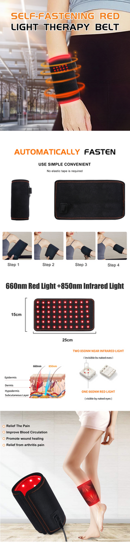 Self-fastening Red Light Therapy for Waist