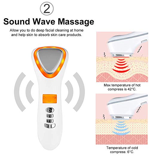 Professional Hot & Cold Sonic Vibration Skin Rejuvenation Light Therapy Treatment Device